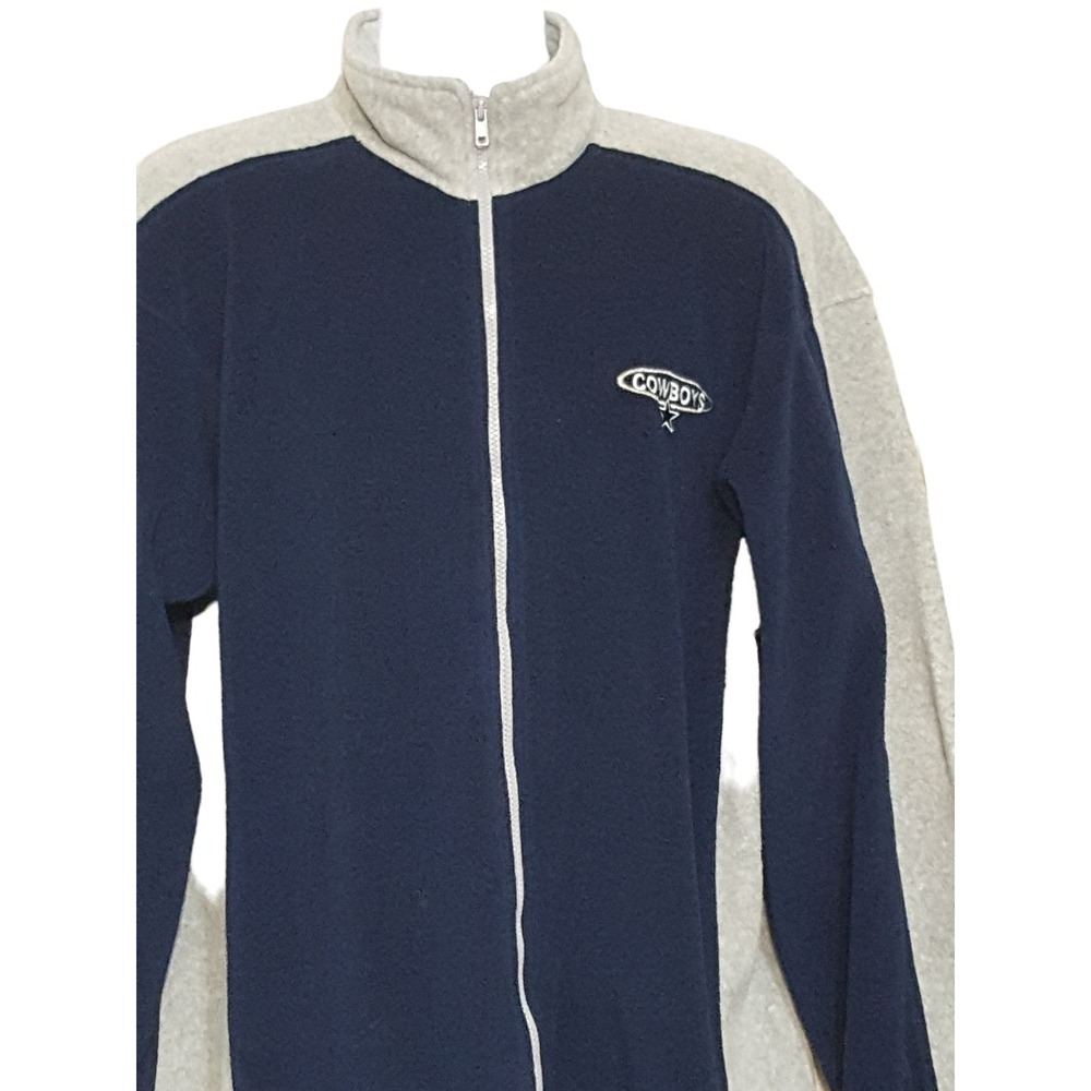 Dallas Cowboys Full Zip Fleece Jacket L Blue Gray Embroidered Logo